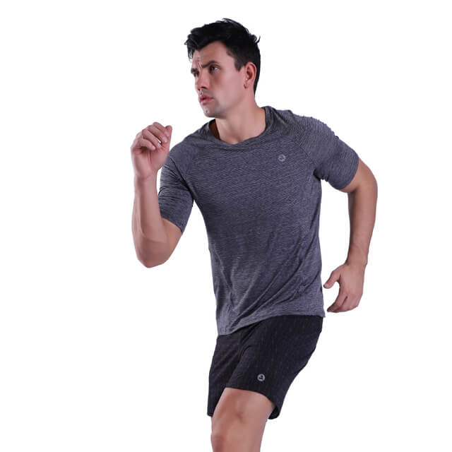 Schnell trocknendes Kurzarm-T-Shirt für Herren, atmungsaktiv, Lauftraining, T-Shirts, Oberteil mit Wasserfallausschnitt