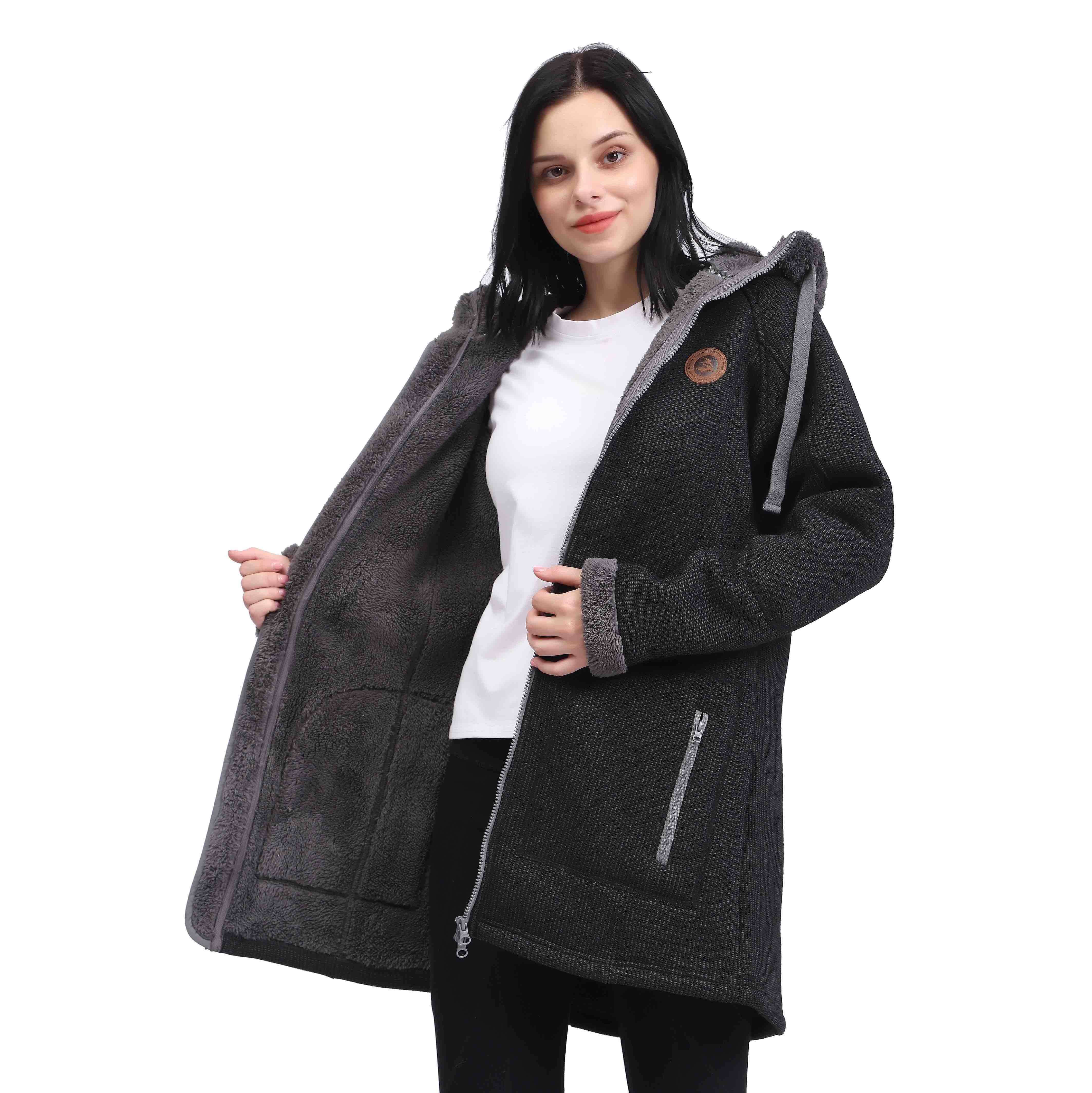 Frauen Sherpa Fleece Binded Winter Parka Manteljacke