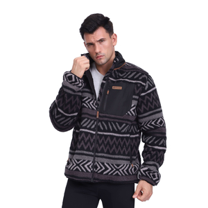 Herren Allover Druck weicherer zotteliger Sherpa Fleece Jackets Winter schweres Top