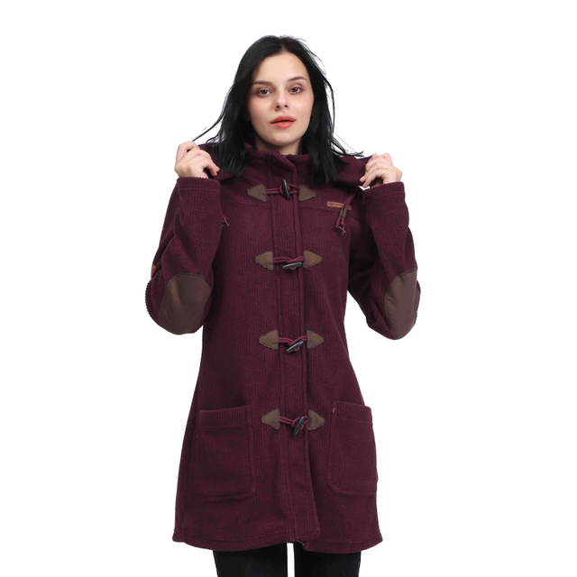 Frauen Winterkabel Fleece warme süße Hornknopfmanteljacke