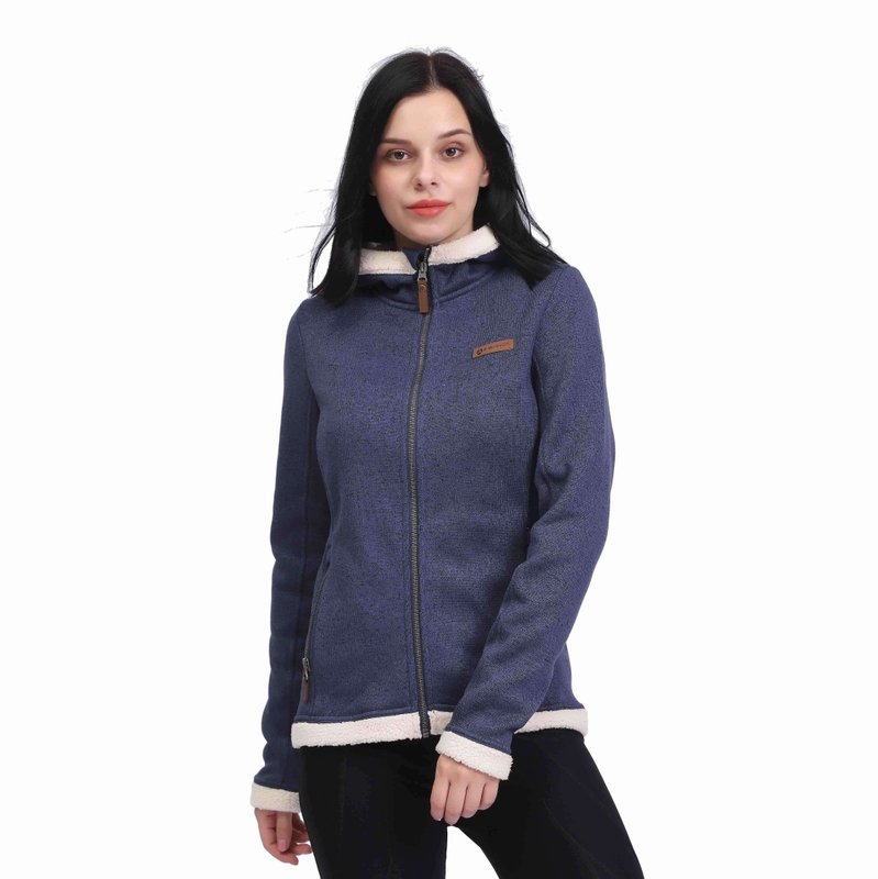 Women Shaggy Trim Reißverschluss Chunky Fleece Hoodie Sweatshirt 