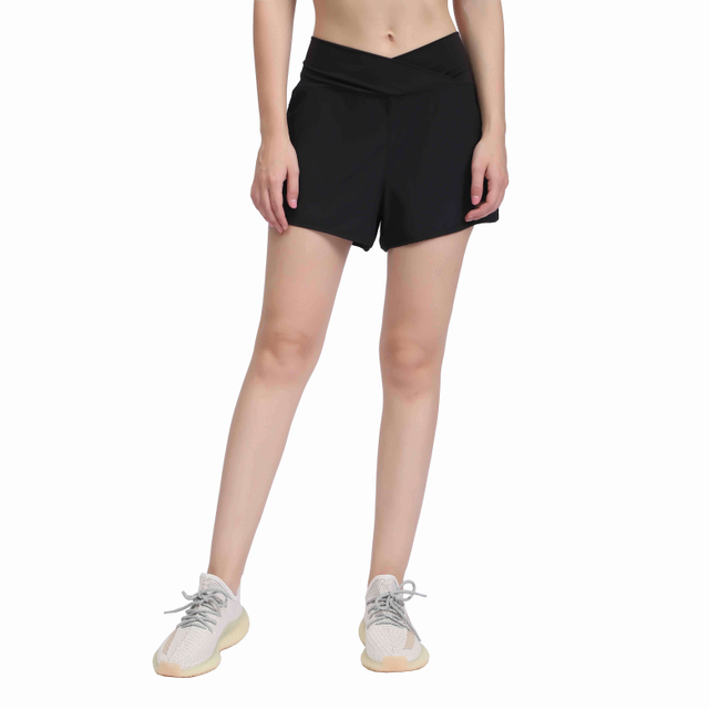 Frauen mit schnellen Sportarten von Frauen mit hoher Kreuzung Taille Taille-Trainingshorts 