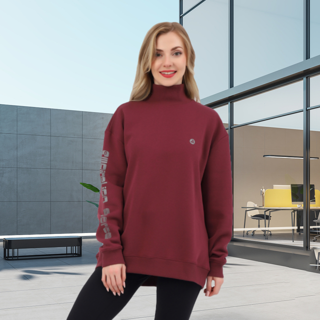 Frauen Rollkragenpullover über Schulter Refektion drucklosen Sportsport -Sweatshirt -Tops