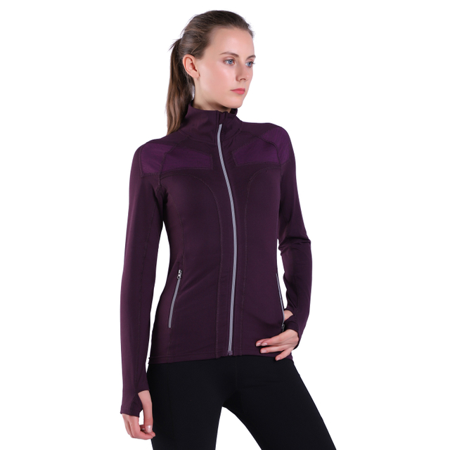 Damen-Laufjacke Define, schmale Passform, sportlich, weich, lange Ärmel, reflektierende Oberteile mit Reißverschluss